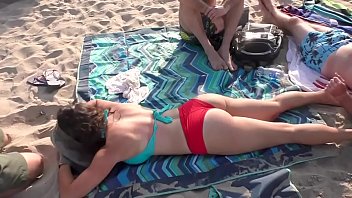 Sexy Full Body Beach Massage On Public Beach