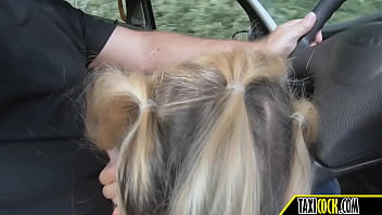 Blonde Girl Makes A Blowjob While Dude Is Driving
