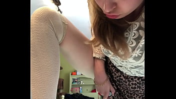 Petite Blonde Desperate Horny Masturbates In Skirt And Cums Hard