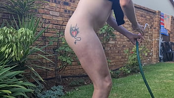 Hosing My Ass And Cunt Out In The Garden